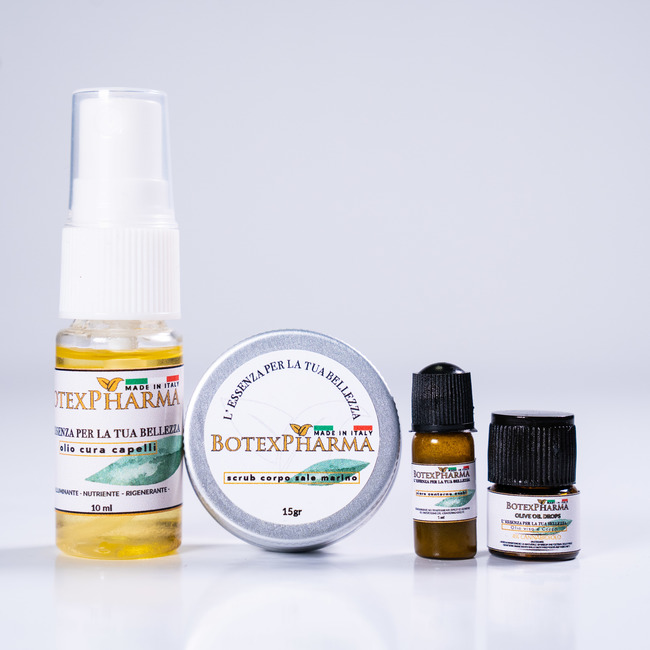 Mini Kit Olio cura capelli + Siero contorno occhi + Olive oil drops + Scrub al Sale marino